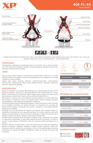 ARNÉS DIELÉCTRICO, EN X DE 4 ARGOLLAS